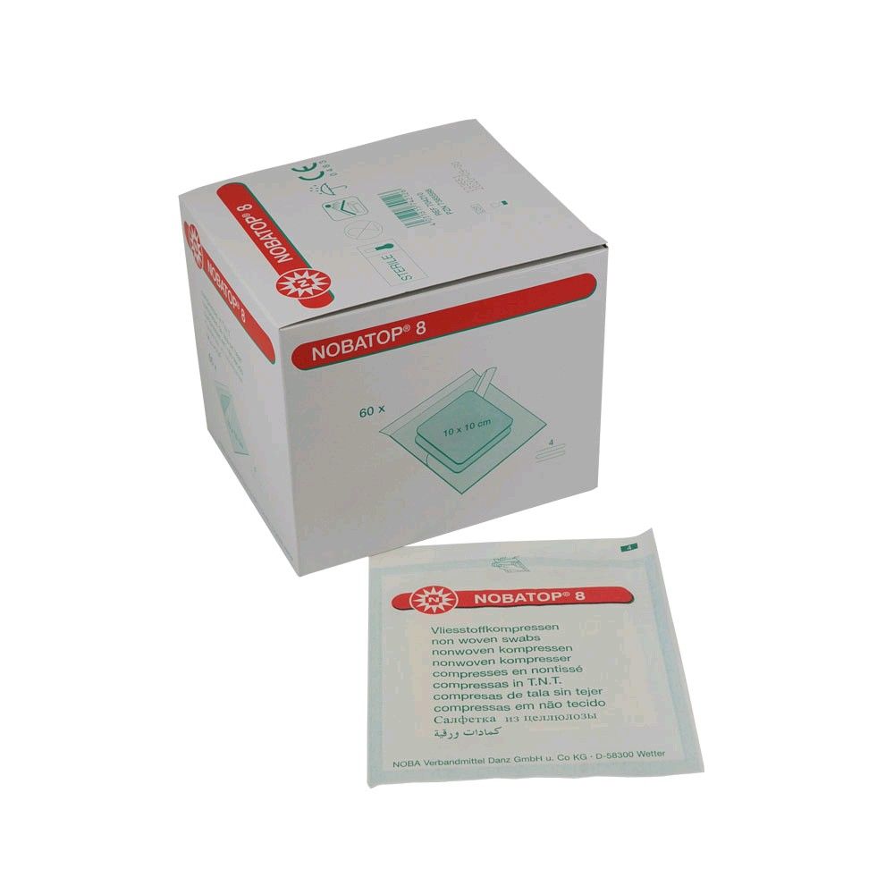 NOBATOP®-steril 8, Vliesstoffkompressen, 4-lagig, 50x 2 St, Größenwahl