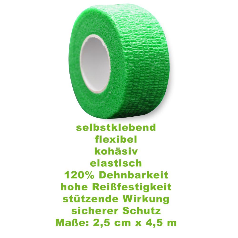 MC24 Fingertape color, kohäsiv, 2,5cmx4,5m, grün, 5St