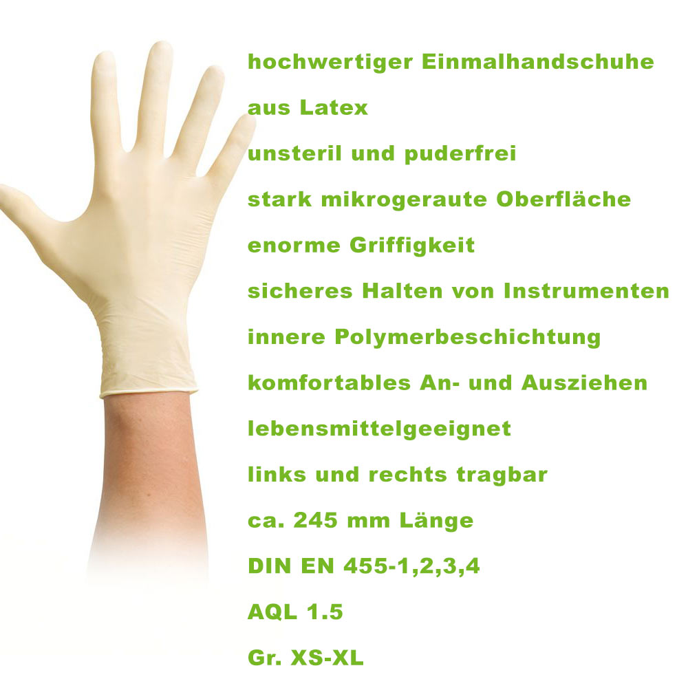 Maimed® grip pf Latexhandschuhe, puderfrei, XS, 100St