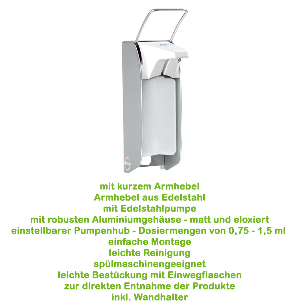 Schülke Präparatespender KHK, kurzer Arm, Edelstahlpumpe, 500ml