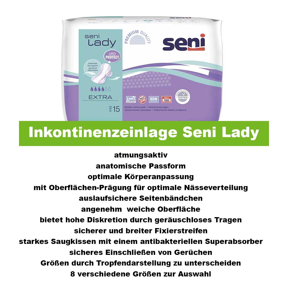 Seni Lady Inkontinenzeinlagen, atmungsaktiv, diskret, Extra, 1x 15St