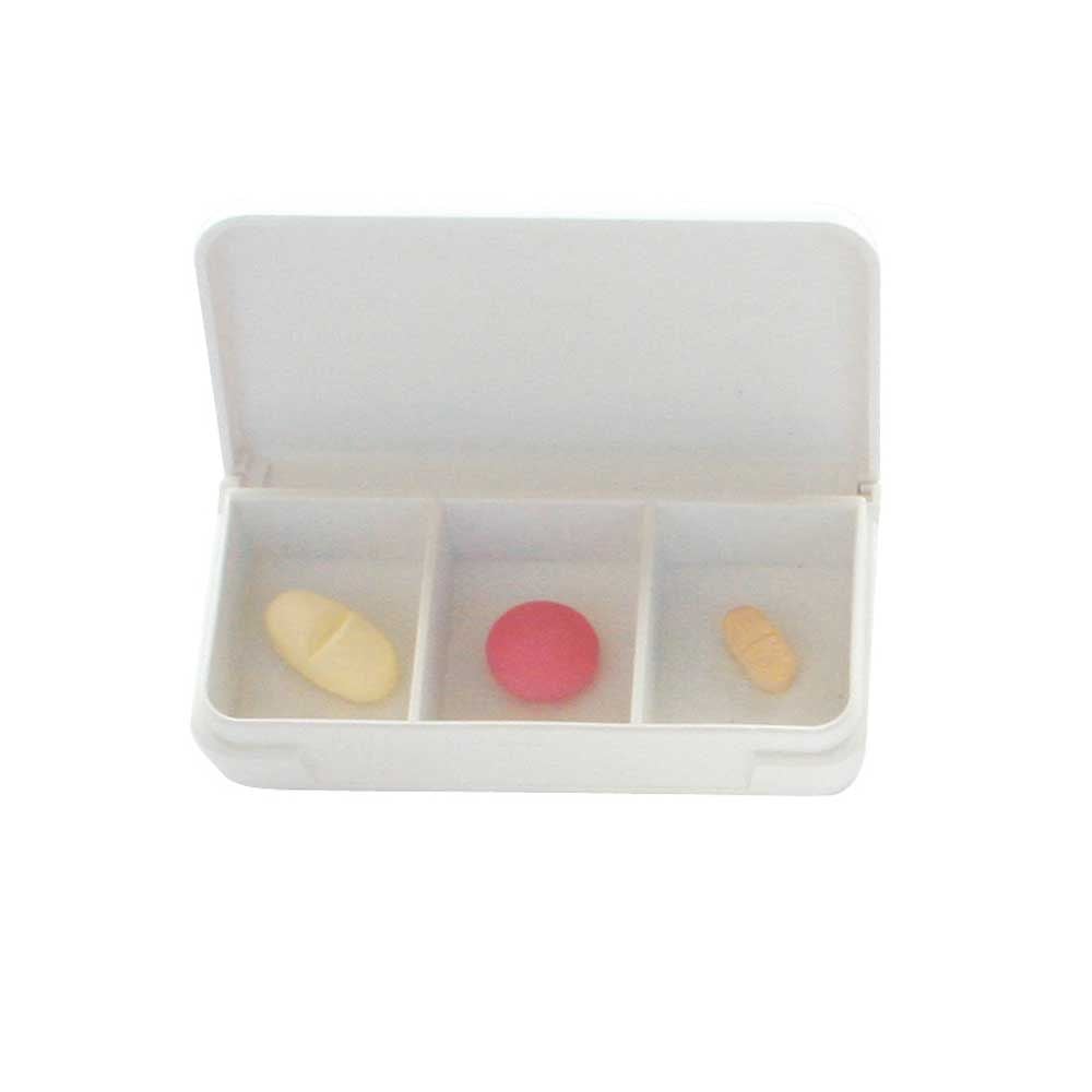 Behrend Tabletten-Dose, weiß, S, klein, 3 Fächer, 10 Stück