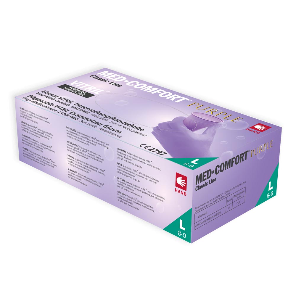 Med-Comfort Vitrilhandschuhe Purple, Nitril-Vinyl-Gemisch, puderfrei, S-XL