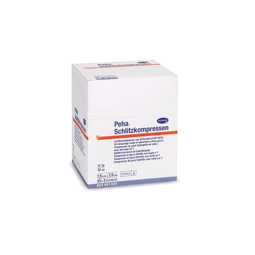Hartmann Peha Schlitzkompressen, Verbandmull, 20 x 2 St., 10 x 10 cm