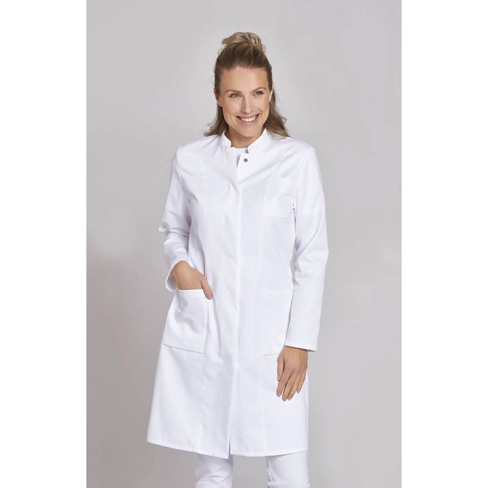 Leiber Mantel für Damen, Langarm, Seiten-/Piepertaschen, Weiß, Größe 38