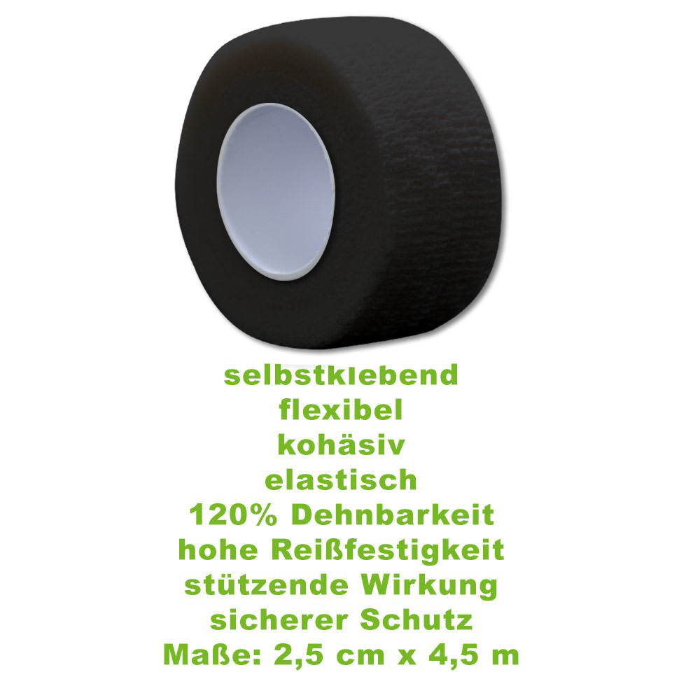 MC24® Fingertape color, kohäsiv, 2,5cmx4,5m, schwarz, 20St