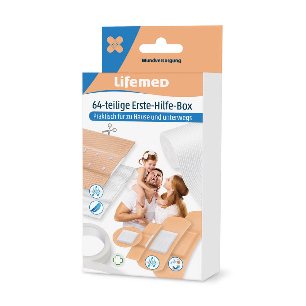 Erste-Hilfe-Box, Erste-Hilfe-Set, von Lifemed®, 64-teilig