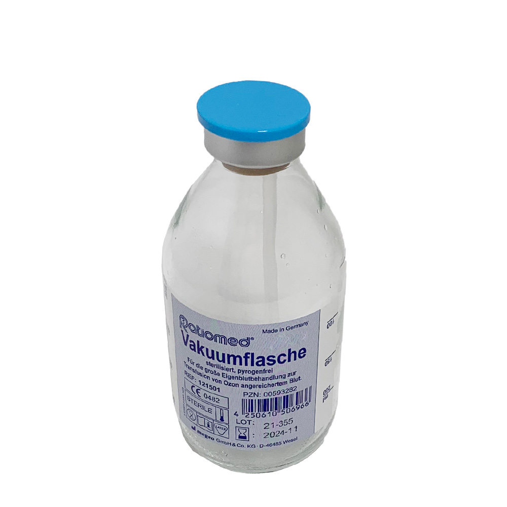 Ratiomed Vakuumflasche, Ozon-Therapie, Flaschenhalter, Glas, Größen