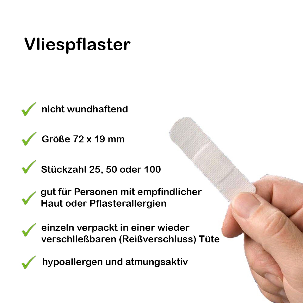 Non Woven Wundpflaster, Vlies-/Wundpflaster, 72 x 19 mm, 25 Stück