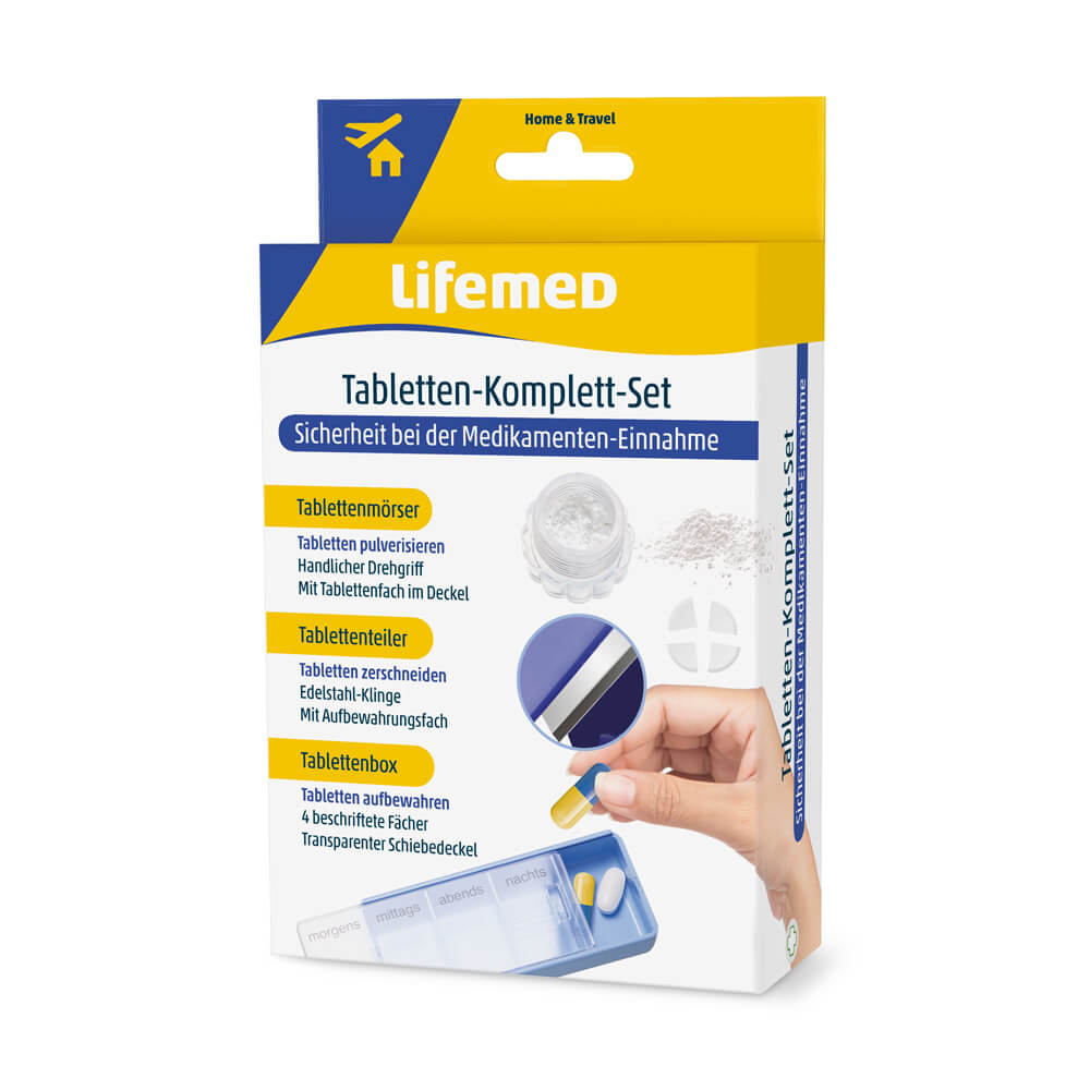 Tabletten-Set, Tablettenbox, -mörser, -teiler, von Lifemed®