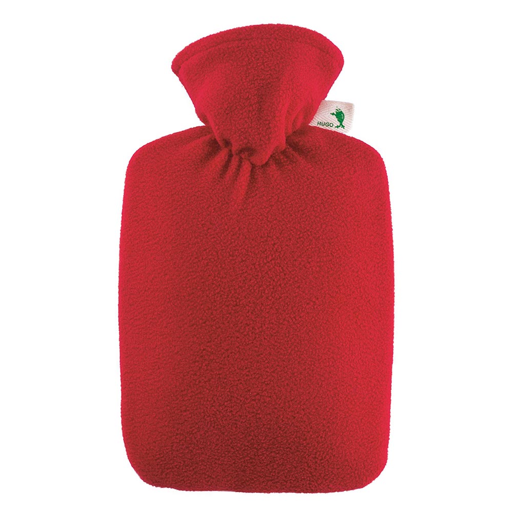 Hugo Frosch Klassik Wärmflasche 1,8 L, Fleecebezug, rot