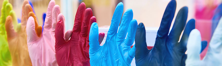 Farbige Einmalhandschuhe Einmalhandschuhe in unterschiedlichen Farben