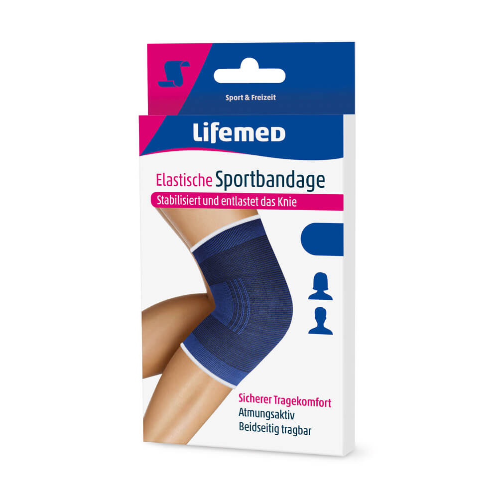 Kniestütze, Elastische Sportbandage, von Lifemed®, blau, Gr. S-XL