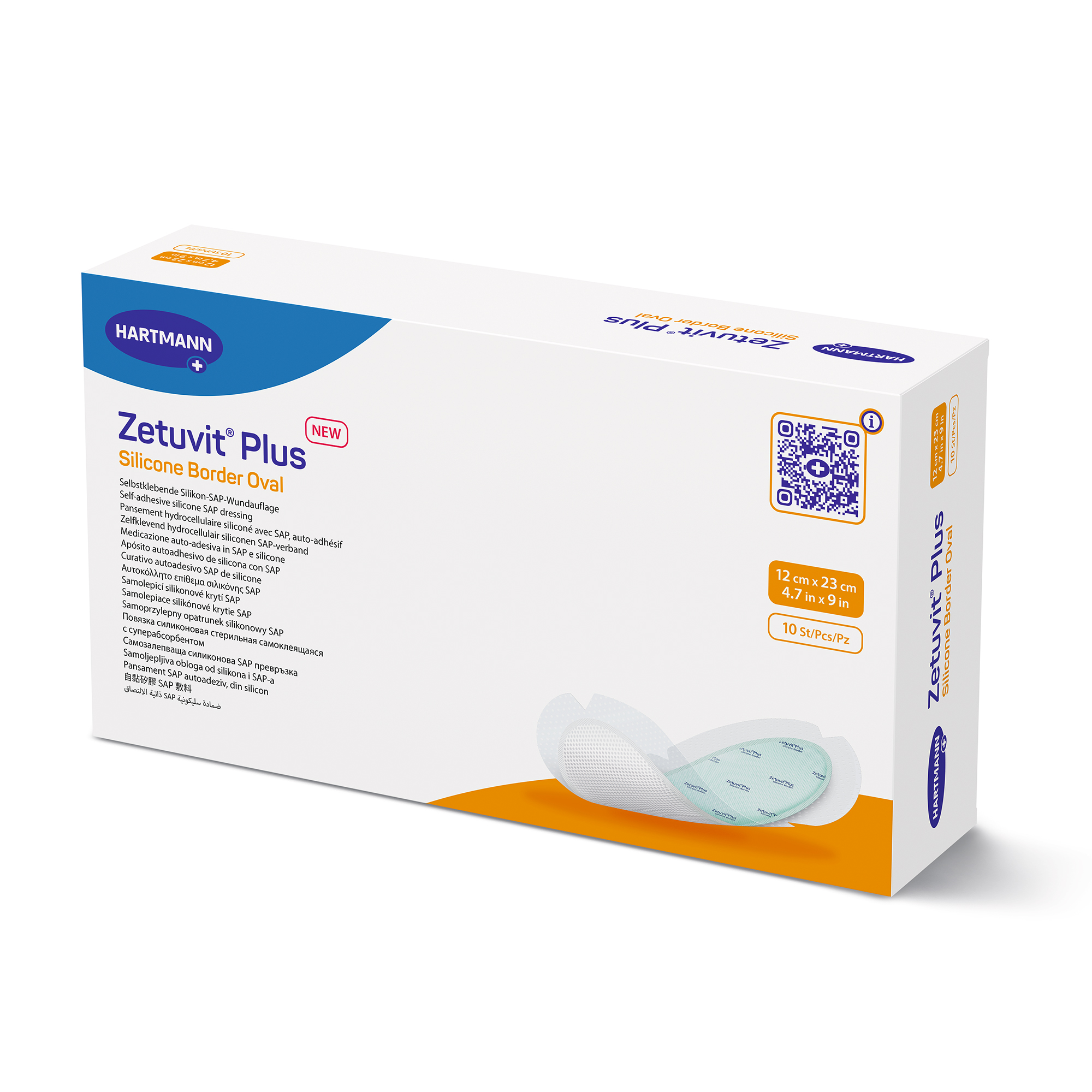 Hartmann Zetuvit® Plus Silicone Border 12 x 23 cm Oval, steril, einzeln