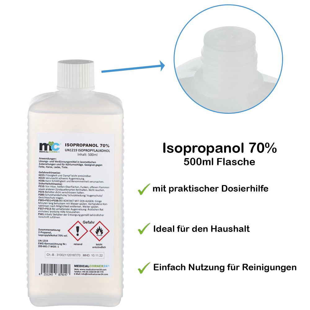 Medicalcorner24 Isopropanol 70 %, Isopropylalkohol, 500 ml