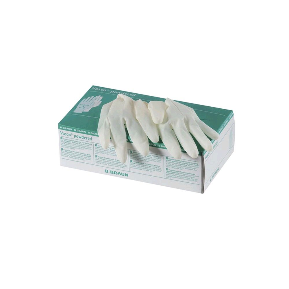 100 Vasco powdered Naturlatex Handschuhe von B Braun, gepudert, Gr. L