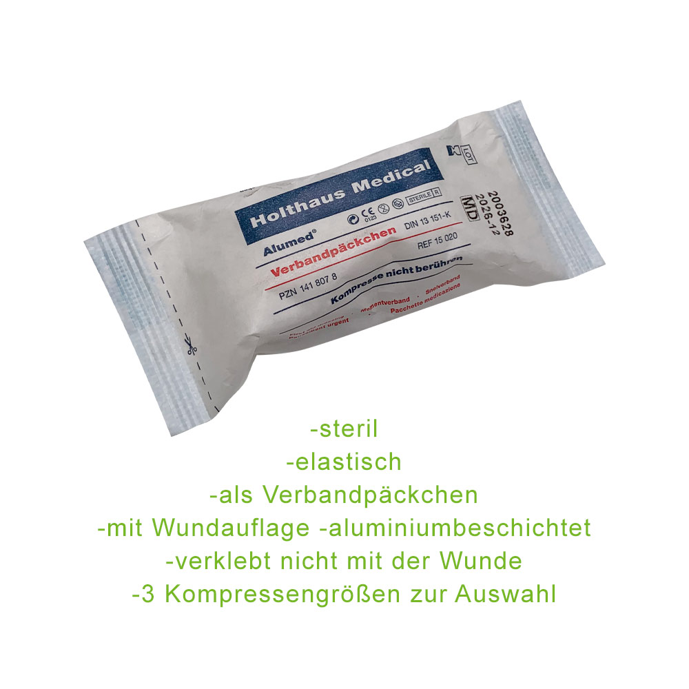 Holthaus Medical Alumed® Verbandpäckchen mit Kompresse, steril, 6x8cm