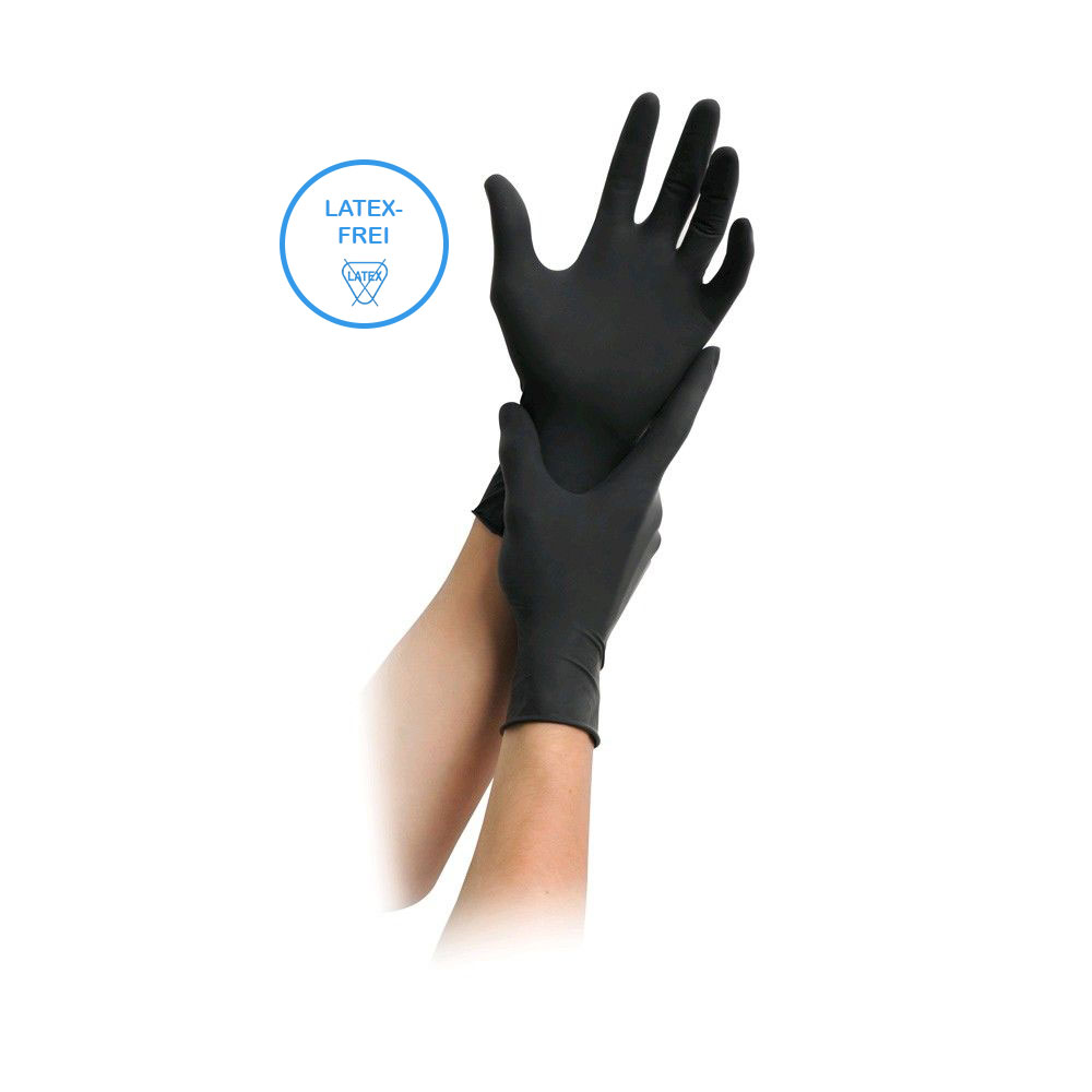 MaiMed Nitril Black Einmal-Handschuhe puderfrei, schwarz, 100 St.,M