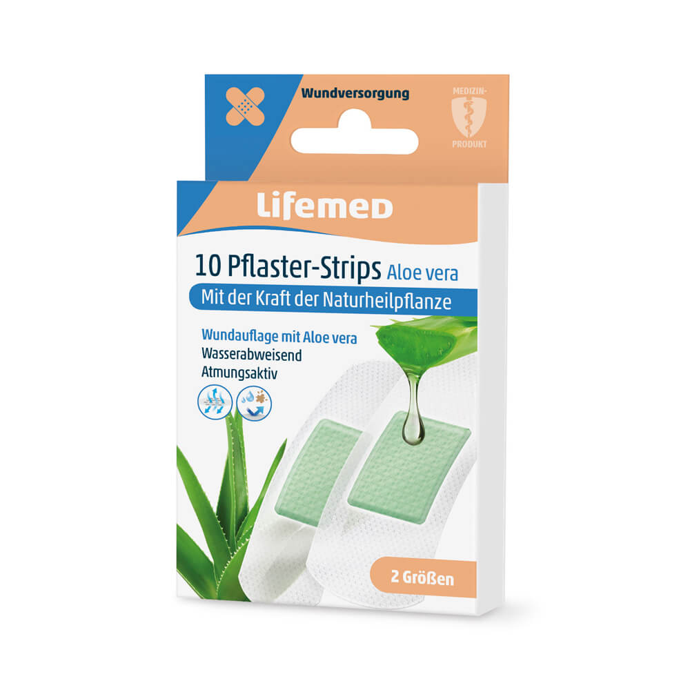 Pflasterstrips Aloe vera, weiss, von Lifemed®, 2 Größen, 10 Stück