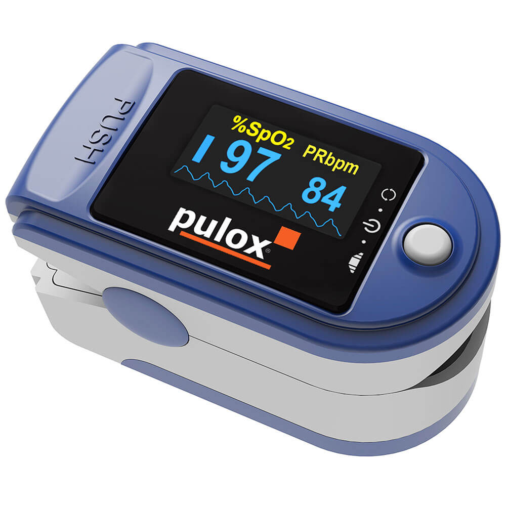 Pulox Finger-Pulsoximeter PO-200, drehbare OLED-Anzeige, Blau