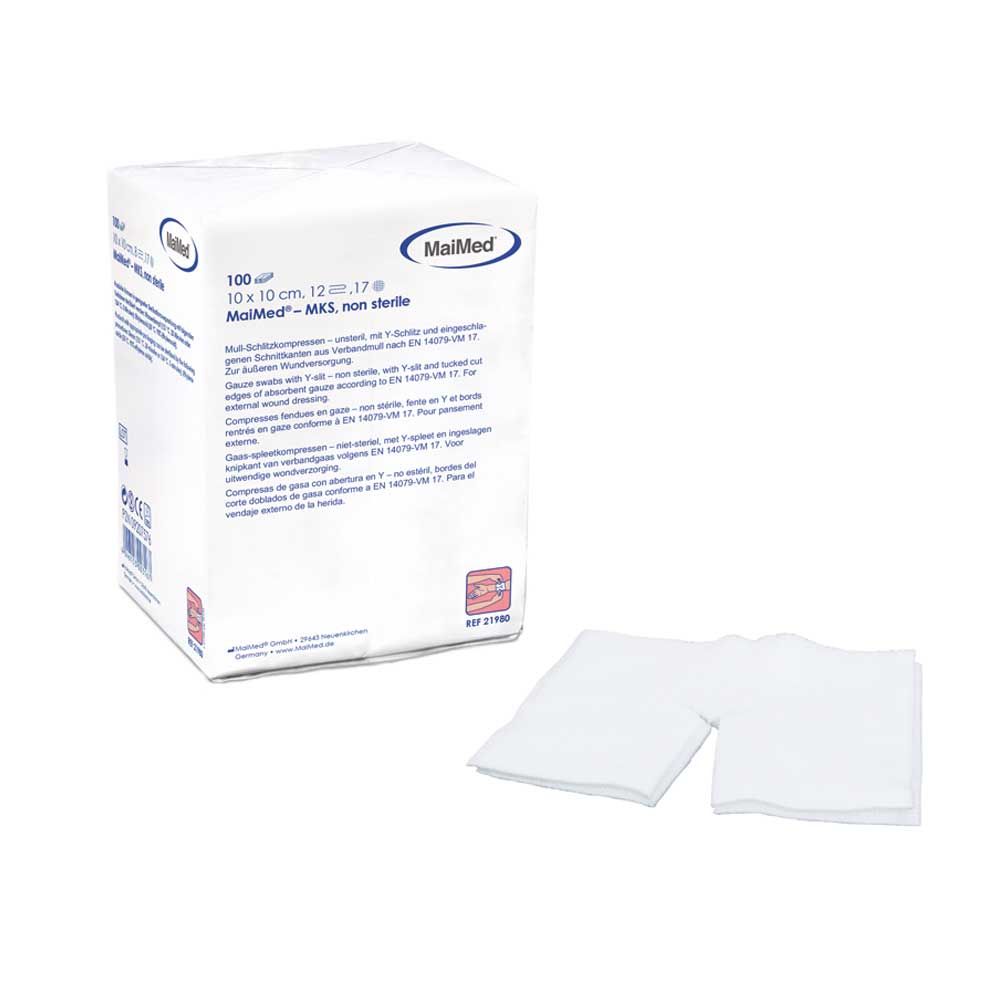 MaiMed® Mull-Schlitzkompressen, unsteril, 5x5cm, 12-fach, 100St