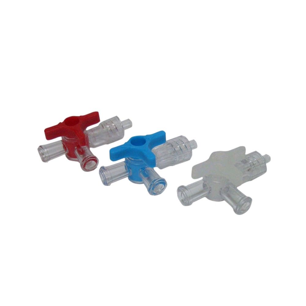 Dispomed Dreiwegehahn System LL, blau, 10 cm Schlauch PVC-frei, 100 St