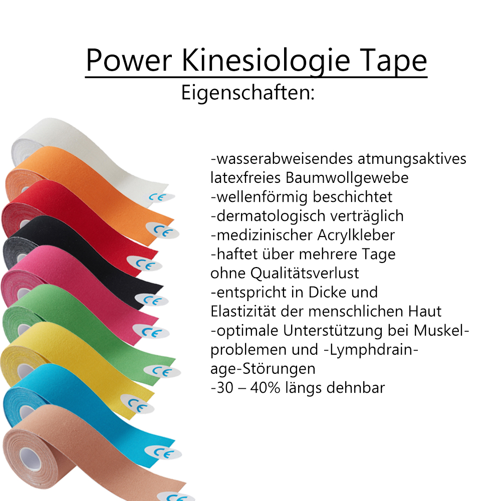 Medicalcorner24 Power Kinesiologie Tape 5cmx5m weiß 1St