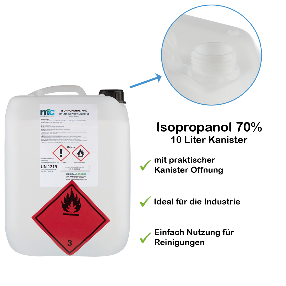 Isopropanol 70 %, Isopropylalkohol, Reinigung 2x10 Liter