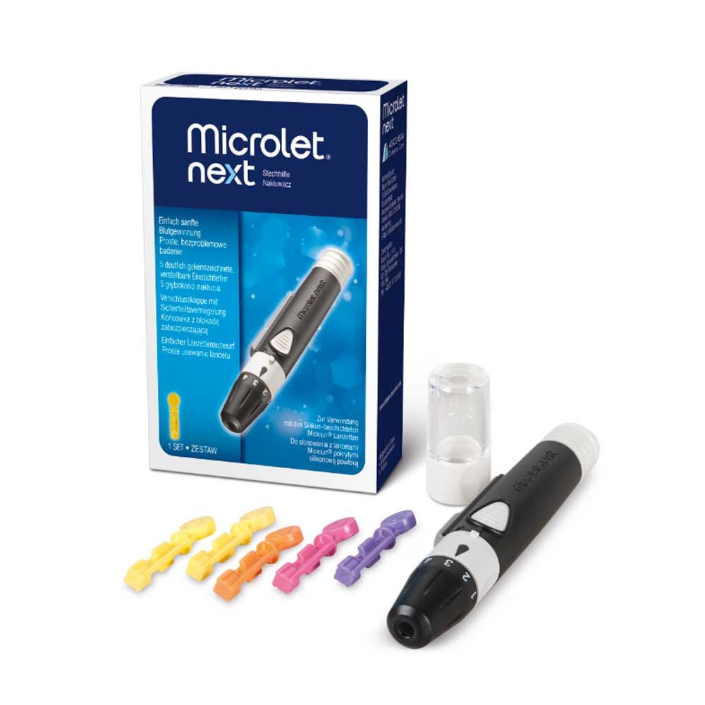 Bayer Microlet® Next Stechhilfe, Blutzuckermessung, inkl. Lanzetten