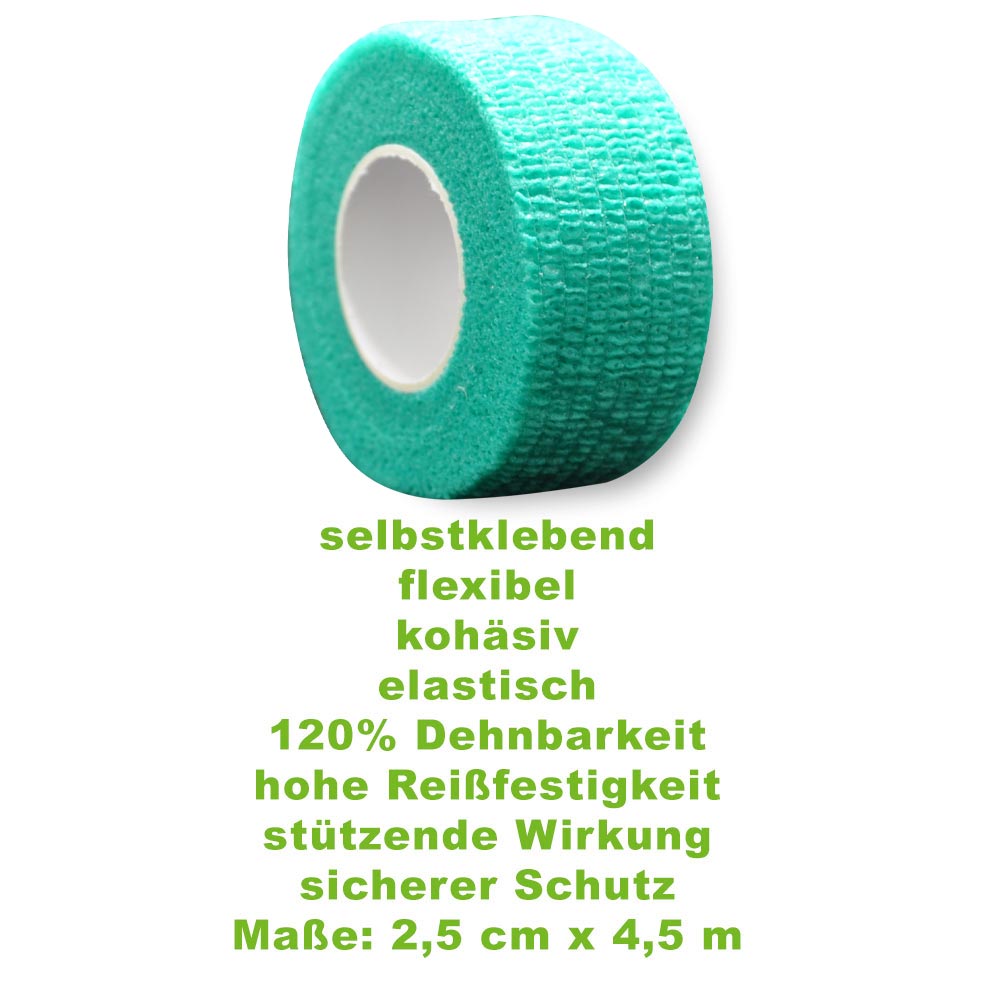 MC24 Fingertape color, kohäsiv, 2,5cmx4,5m, dunkelgrün, 5St