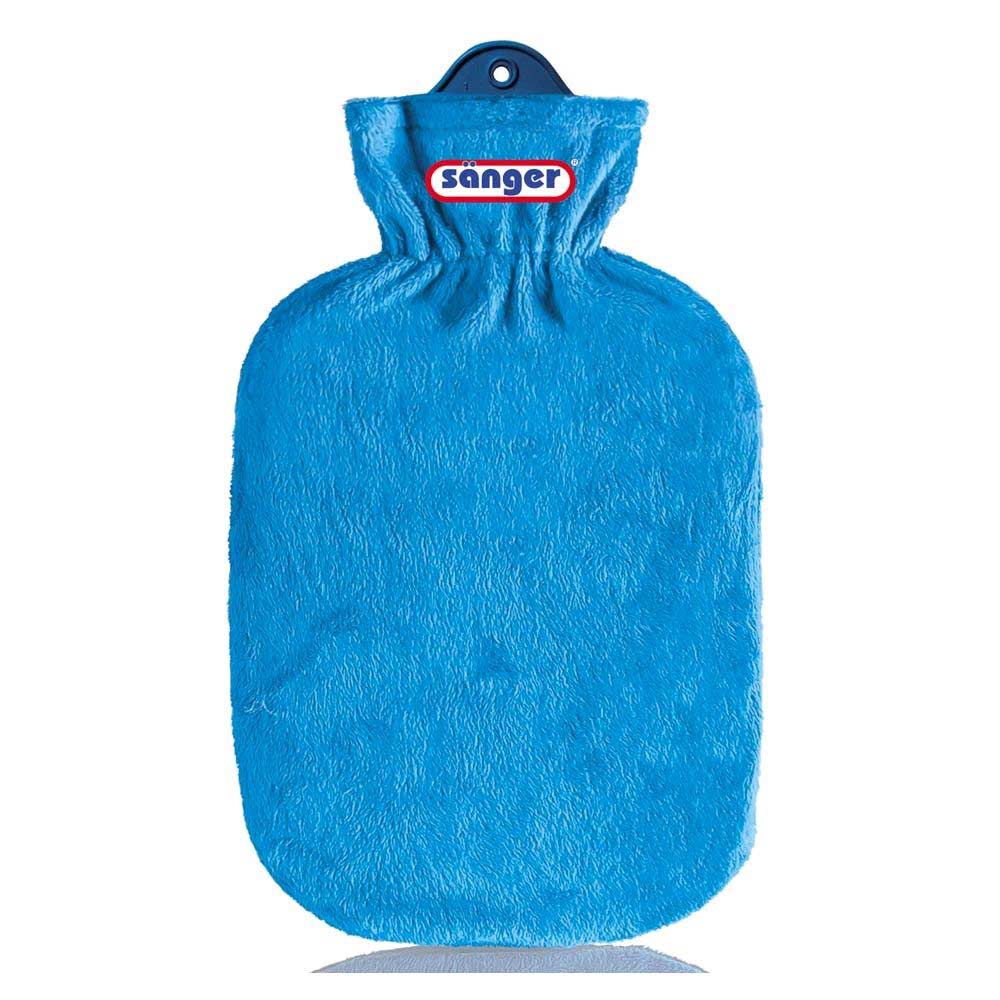 2 L Gummi-Wärmflasche mit Flauschbezug von Sänger, blau