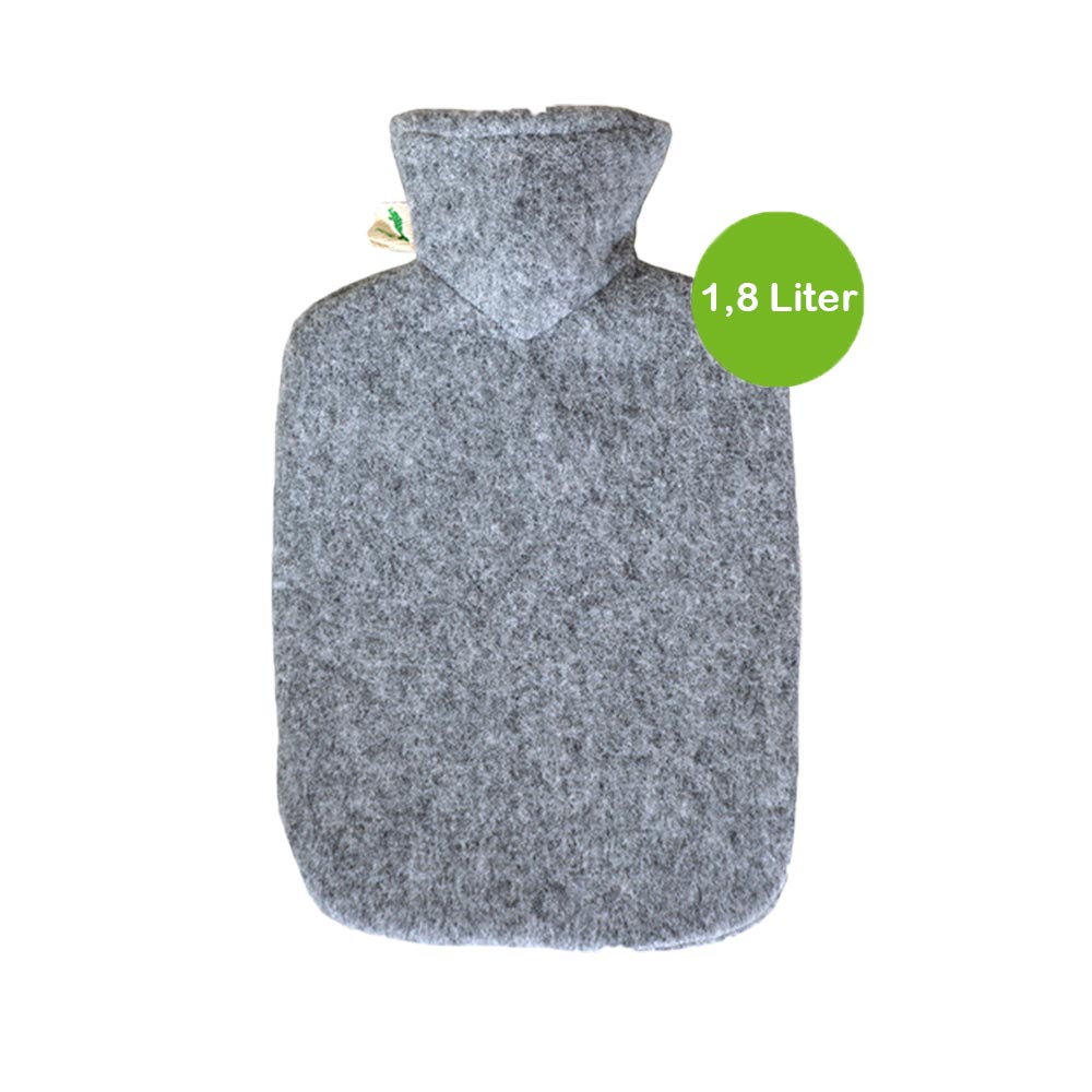 Hugo Frosch Klassik Wärmflasche 1,8 L, Strickbezug, grau