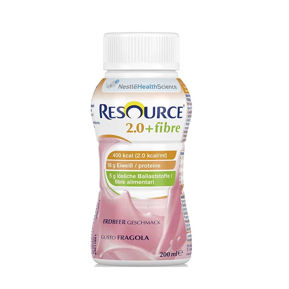 Nestle Resource 2.0 plus Fibre Trinknahrung, 4x200ml, Erdbeere