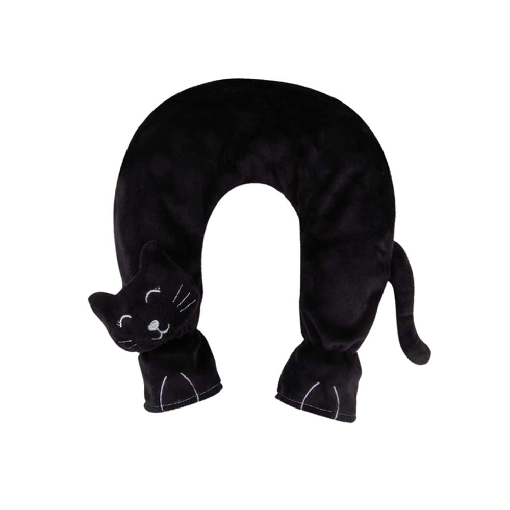 Sänger Nacken-Wärmflasche, Naturgummi, Bezug Katze, 1,4 Liter, schwarz