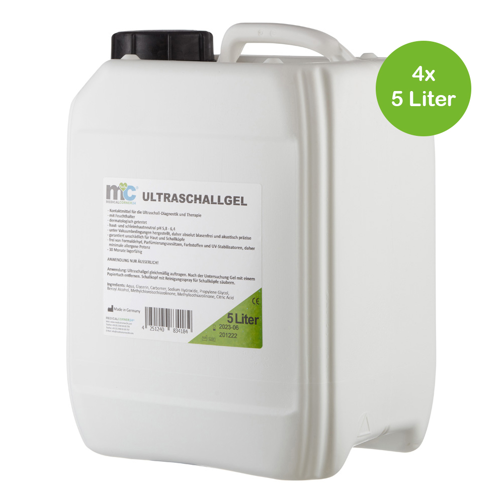 Ultraschallgel, Sonographiegel, Kontaktgel, Gel, 4 x 5 Liter Kanister