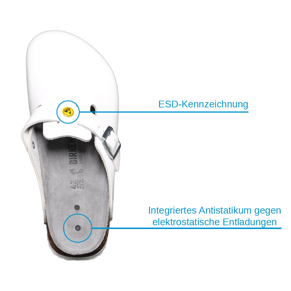 Birkenstock Boston ESD, TÜV-geprüft, weiß, Gr. 42