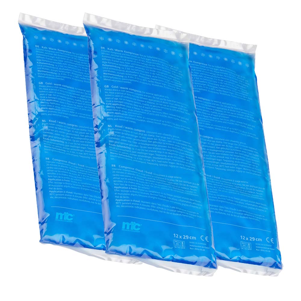 Kalt Warm Kompresse, Gel, Mikrowellen geeignet, 12x29 cm, 3 Stück