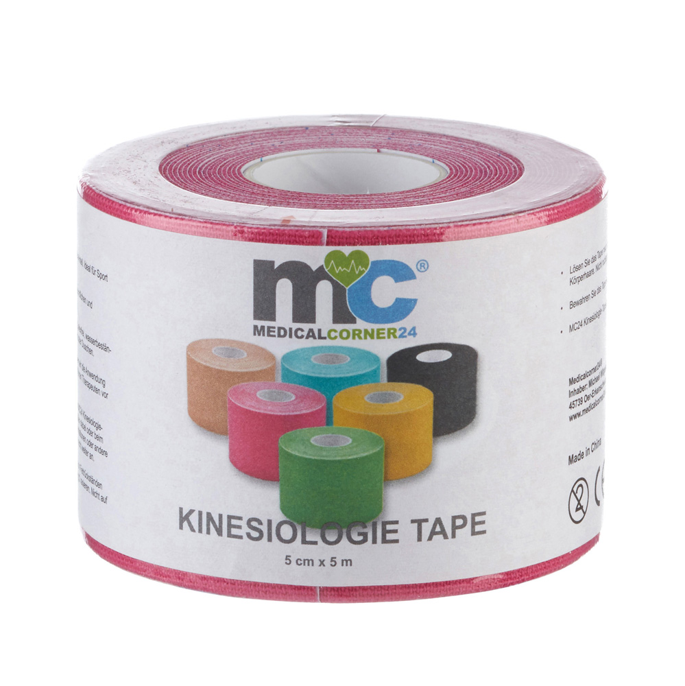 Medicalcorner24 Power Kinesiologie Tape, 5 cm x 5 m, 1 Rolle, pink