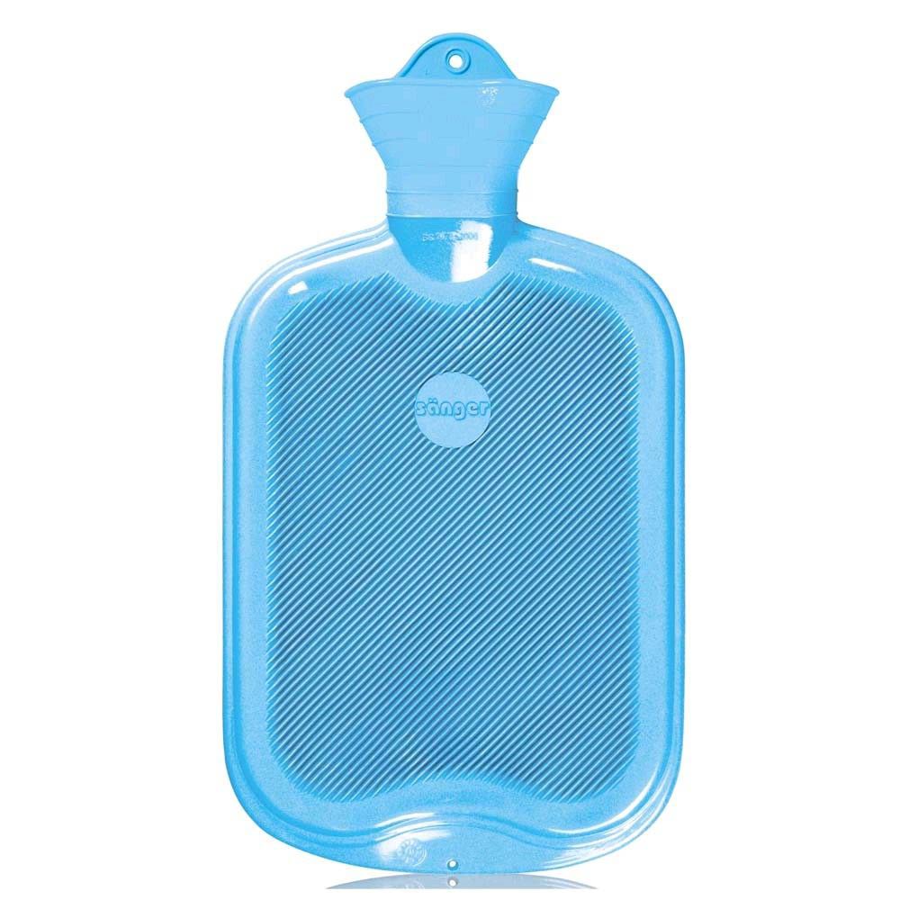 Sänger Gummi-Wärmflasche, beidseitig Lamellen, 2 Liter, hellblau