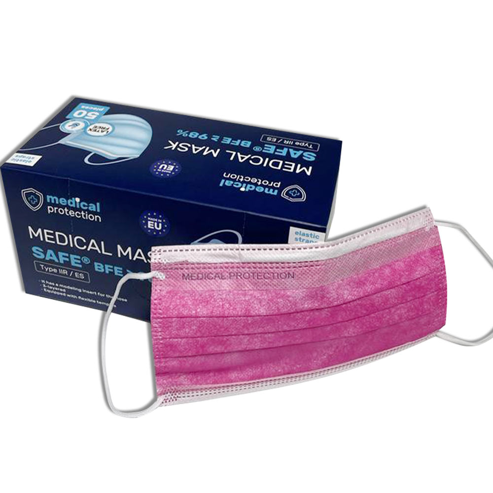 Mundschutz SAFE® von Medical Protection, 3-lagig, pink, 50 St.