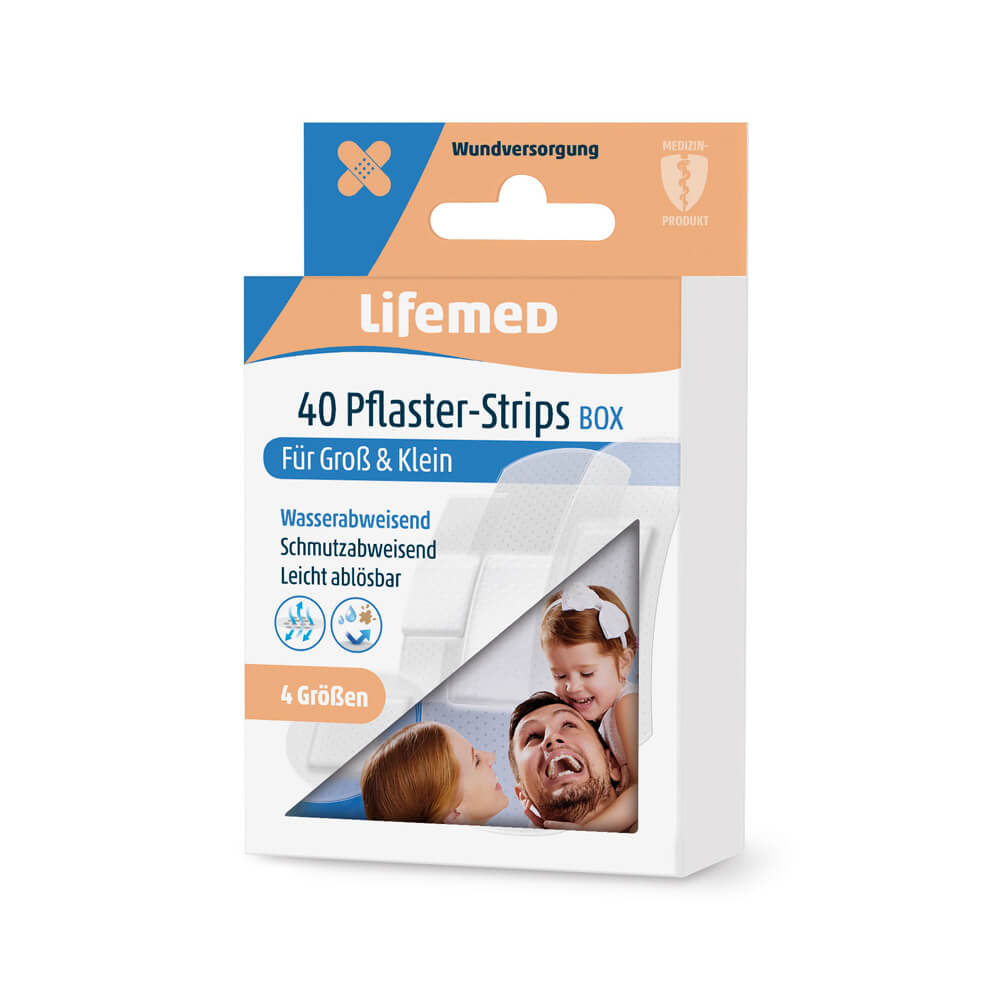 Pflasterstrips-Box, Pflaster, halbtransparent, von Lifemed®, 40 Stück