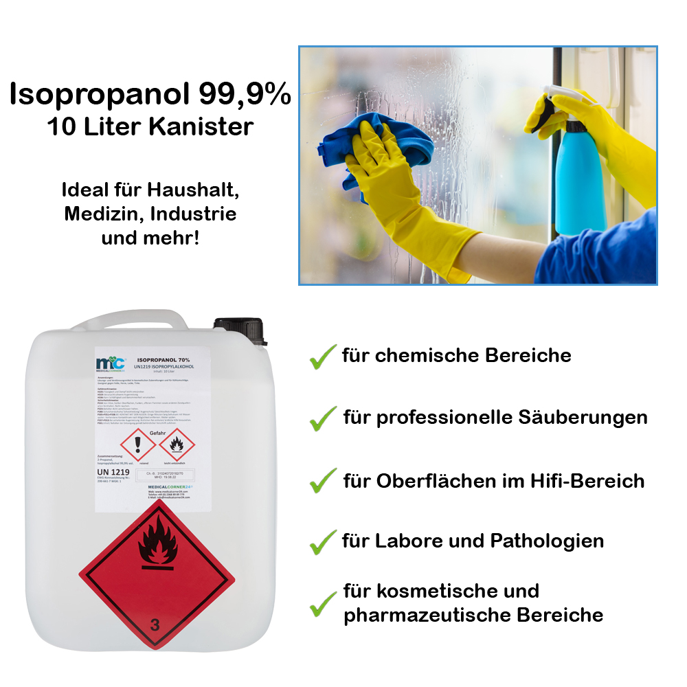 Isopropanol 99,9 %, Isopropylalkohol, Reinigung, 10 L Kanister