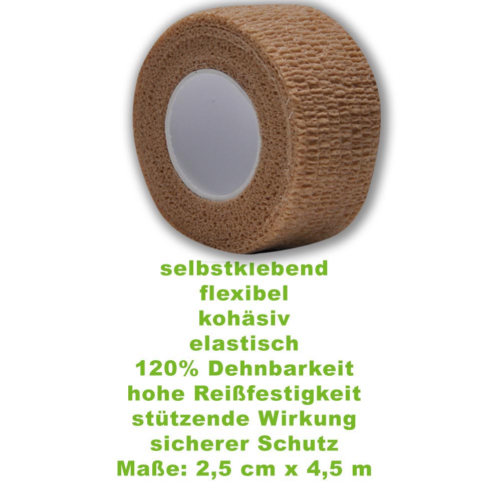 MC24 Fingertape, kohäsiv, 2,5cmx4,5m, haufarben, 20St