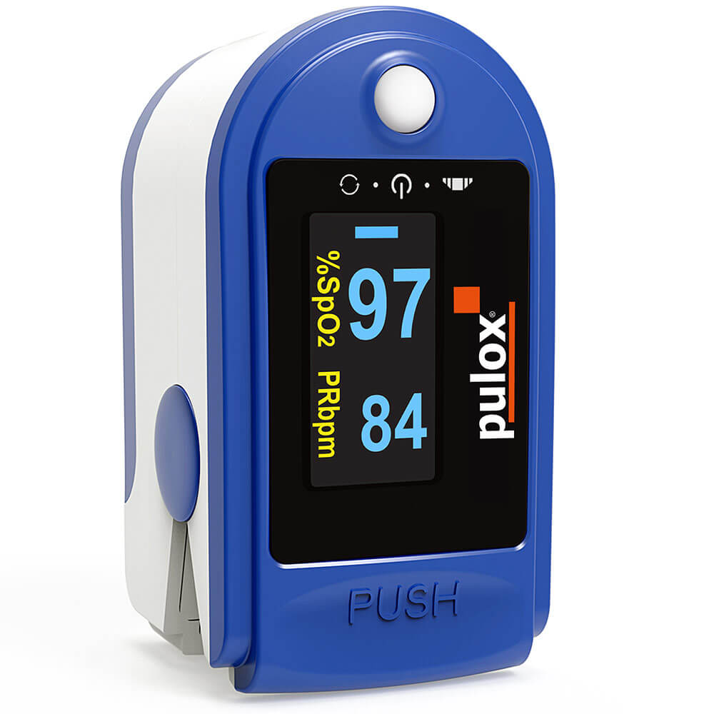 Pulox Finger-Pulsoximeter PO-200, drehbare OLED-Anzeige, Blau