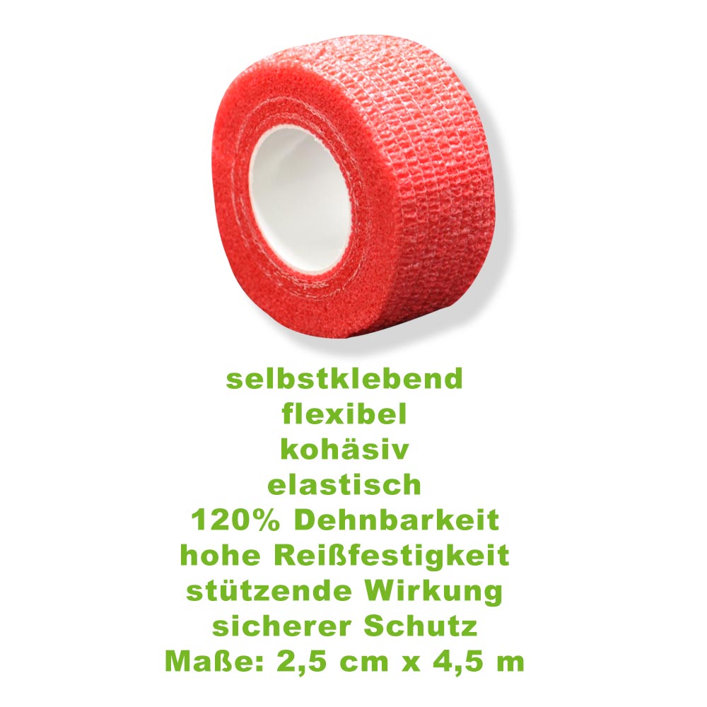 MC24® Fingertape color, kohäsiv, 2,5cmx4,5m, rot, 10St