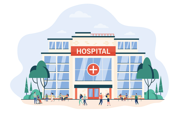 Desinfektion in medizinischen Einrichtungen Illustration eines Hospitals