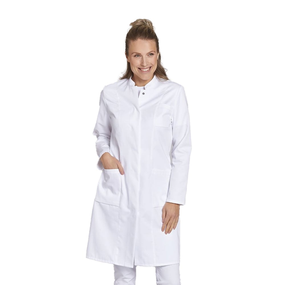 Leiber Mantel für Damen, Langarm, Seiten-/Piepertaschen, Weiß, Größen 34-52