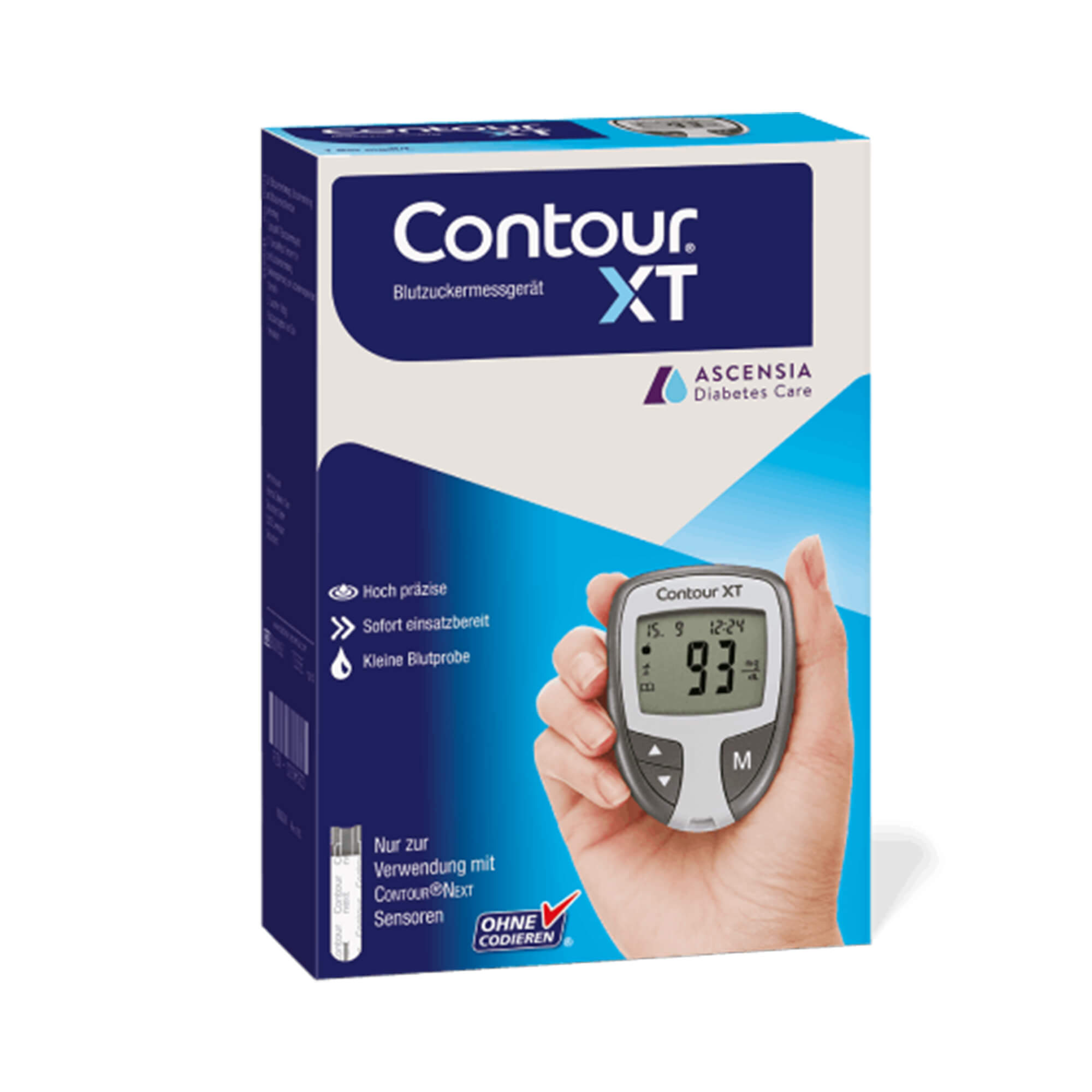 Ascensia Blutzuckermessgerät CONTOUR® XT, großes Display, mmol/l, 1 Set