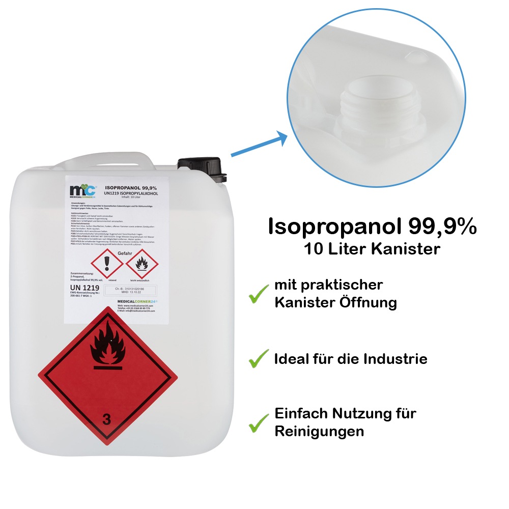 Isopropanol 99,9 %, Isopropylalkohol, Reinigung, 10 L Kanister