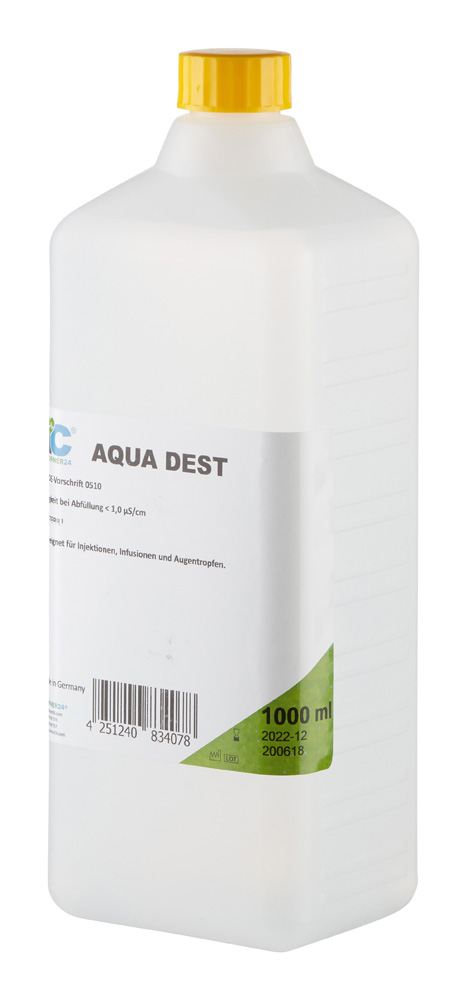 Destilliertes Wasser AQUA DEST, unsteril und mikrofiltriert